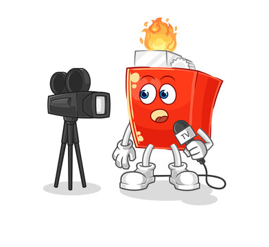 lighter tv reporter cartoon. cartoon mascot vector
