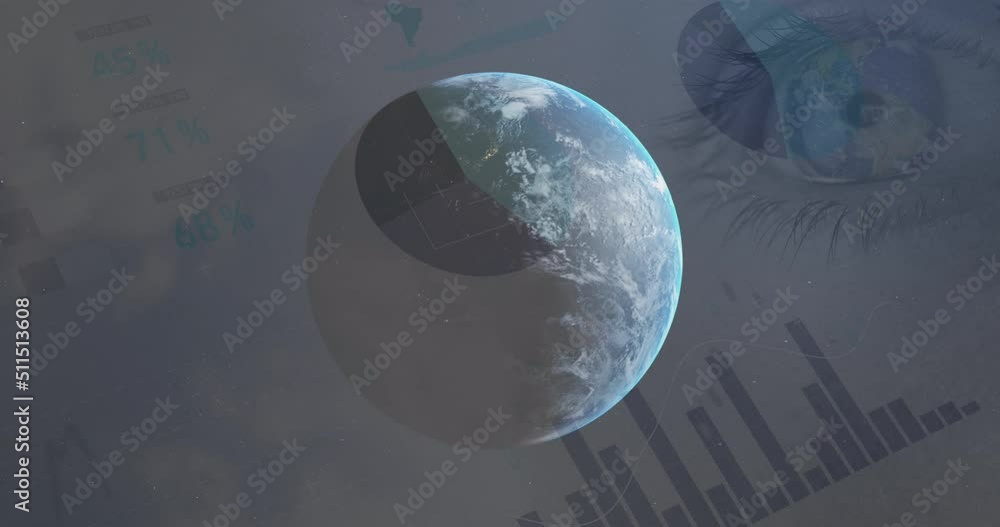 Poster animation of data processing over globe