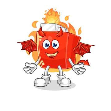 lighter demon with wings character. cartoon mascot vector