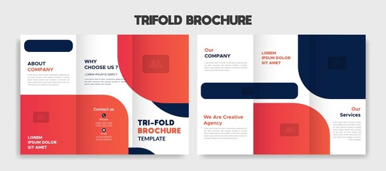 Catalog trifold brochure minimalist Editable text vector template