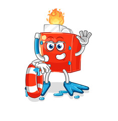 Obraz premium lighter swimmer with buoy mascot. cartoon vector