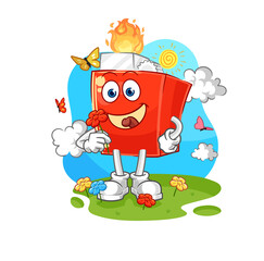 Naklejka premium lighter pick flowers in spring. character vector