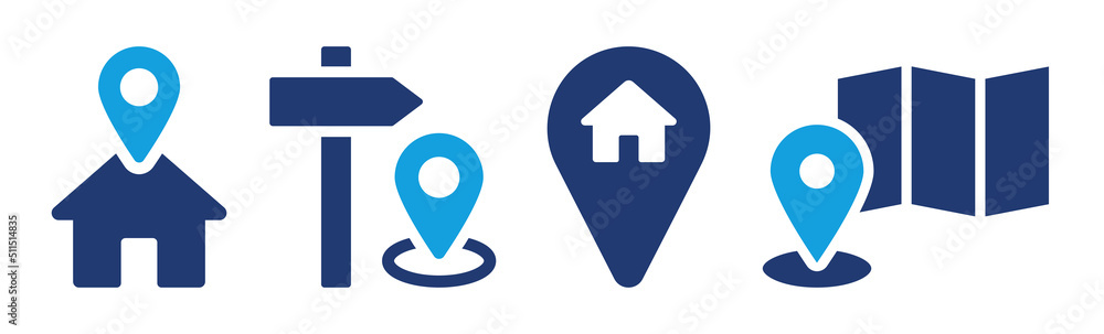 Poster address location vector icon set illustration.