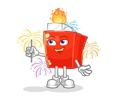 recommend clip art: lighter with fireworks mascot. cartoon vector