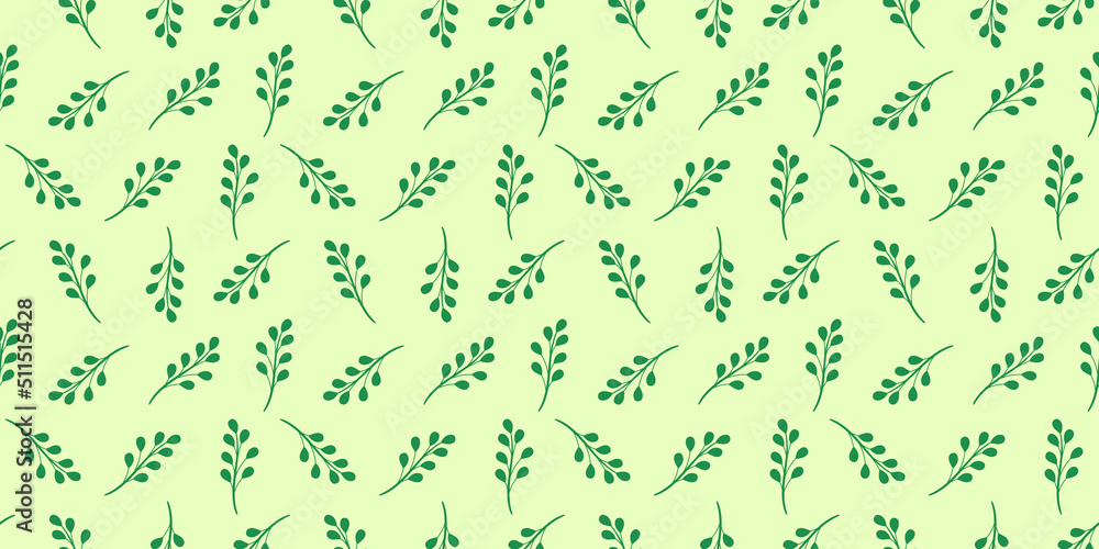Poster vector background with green leaves, nature inspired pattern