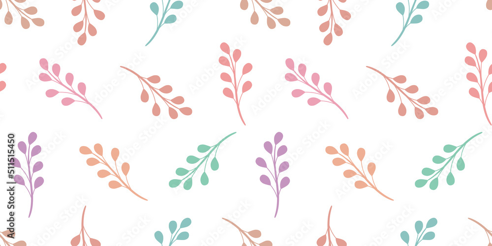 Poster pastel vector background with leaves, seamless pattern