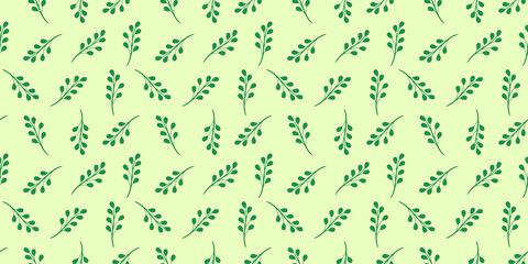 Vector background with green leaves, nature inspired pattern