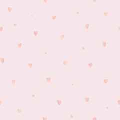 Simple vector seamless pattern with pink hearts on white background. For wallpapers, fabric and textile print, gift and wrapping paper, decoration and invitation, pattern fills or web page background.