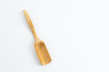 Wooden spoons isolated on white background. Copy space.
