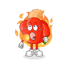 cashew fruit eat hot chilie mascot. cartoon vector