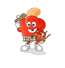 Obraz premium cashew fruit scottish with bagpipes vector. cartoon character