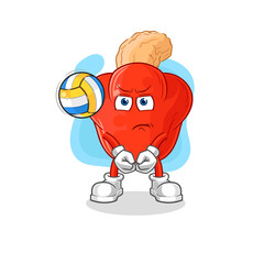 cashew fruit play volleyball mascot. cartoon vector