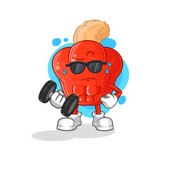 cashew fruit lifting dumbbell vector. cartoon character