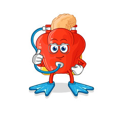 cashew fruit diver cartoon. cartoon mascot vector