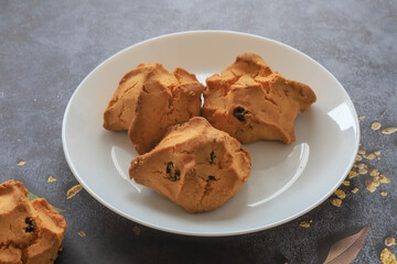 Homemade oatmeal cookies with raisins