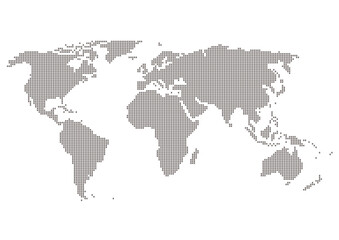 世界地図のイラスト: 黒グラデーションのモザイク模様 