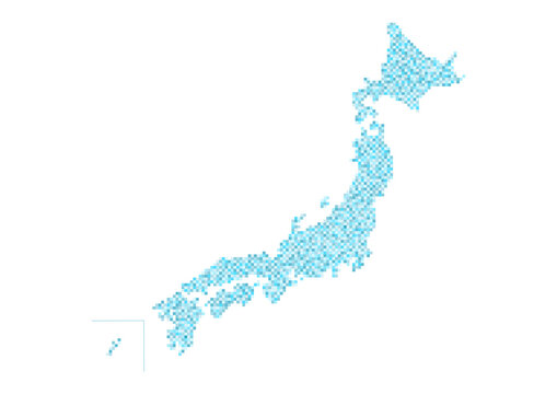 日本地図のイラスト: 青のモザイク模様