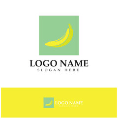 Ripe banana logo using dominant yellow color. Using modern vector concept design