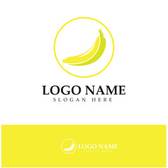 Ripe banana logo using dominant yellow color. Using modern vector concept design