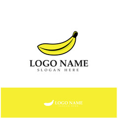 Fototapeta premium Ripe banana logo using dominant yellow color. Using modern vector concept design