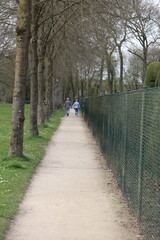 Ehepaar beim Spaziergang im Park. Spazierweg.