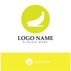 Ripe banana logo using dominant yellow color. Using modern vector concept design