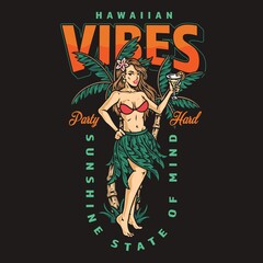 Hawaiian vibes colorful element vintage