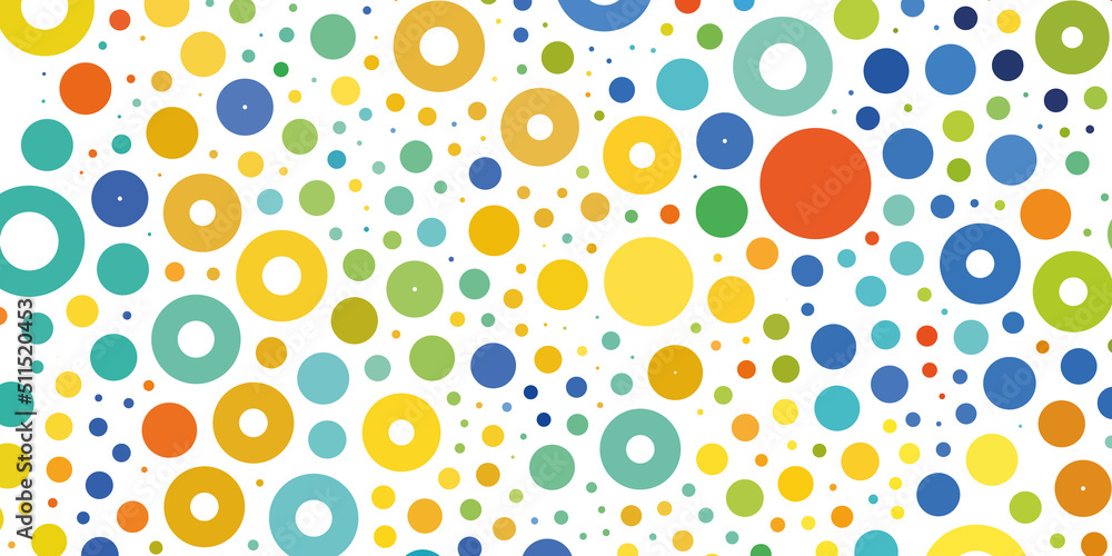 Poster abstract colorful spotted pattern - random placed spots, rings and circles of various sizes, texture