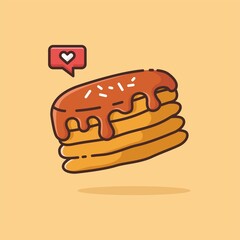 Illustration vector graphic of Pancake. Pancake minimalist style isolated on an orange background. The illustration is suitable for web landing pages, banners, flyers, stickers, cards, etc.