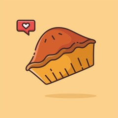 Illustration vector graphic of Pie. Pie minimalist style isolated on an orange background. The illustration is suitable for web landing pages, banners, flyers, stickers, cards, etc.