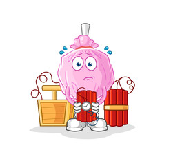 cute candy holding dynamite character. cartoon mascot vector