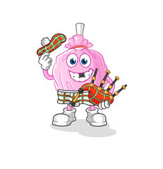 cute candy scottish with bagpipes vector. cartoon character