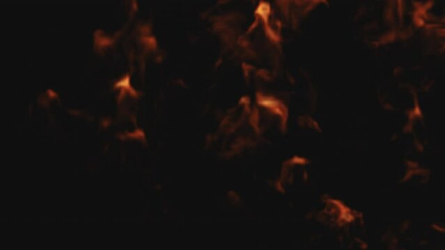A set of fiery, burning flames on a transparent background of transitions. 