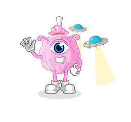 cute candy alien cartoon mascot vector