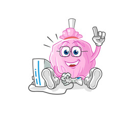 cute candy playing video games. cartoon character