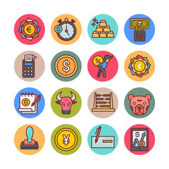 Finance Round Icons - Vectors
