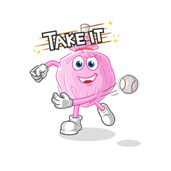 cute candy throwing baseball vector. cartoon character