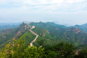 Great Wall in China，The Great Wall and the beautiful clouds in the morning