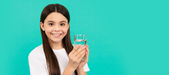 be hydrated. kid hold glass of water. child feel thirsty. teen girl going to drink mineral...
