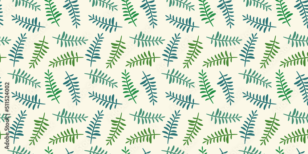 Poster seamless vector background with fern leaves