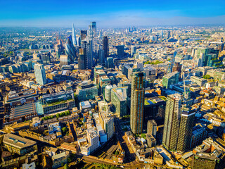 The aerial view of Shoreditch,  an arty area adjacent to the equally hip neighborhood of Hoxton in London