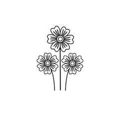 black and white flower abstract icon