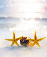 art romantic wedding or honeymoon tropical party background;  love on sunset sandy beach