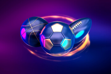 Naklejka premium betting gambling soccer football basketball balls banner 3d render 3d rendering illustration 