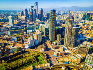 The aerial view of Shoreditch,  an arty area adjacent to the equally hip neighborhood of Hoxton in London