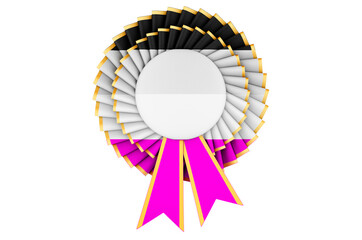 Asexuality flag painted on the award ribbon rosette. 3D rendering