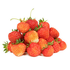 Ripe red strawberries on a white background.