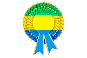 Gabonese flag painted on the award ribbon rosette. 3D rendering