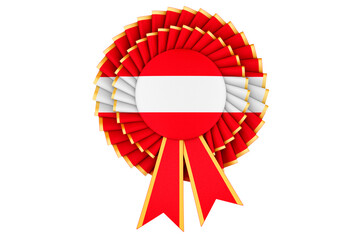Latvian flag painted on the award ribbon rosette. 3D rendering