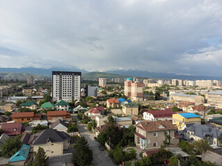 Fototapeta na wymiar Aerial view of Bishkek, Kyrgyzstan with mountains in background